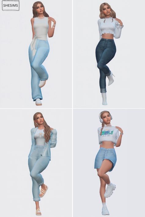 SHESIMS Sims 4 Womens Clothes, Sims 4 Cc Free Clothes, Sims Fits, Vacation Lookbook, Ts4 Lookbook, Sims Lookbook, Gaming Ideas, Cc Shopping, Clothes Cc