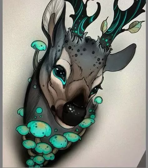 15+ Neo Traditional Deer Tattoos Designs | PetPress Neotraditional Animal Tattoo, Traditional Tattoo Animals, Unique Animal Tattoos, Deer Tattoos, Neo Traditional Art, Fenrir Tattoo, Deer Tattoo Designs, Animal Tattoos For Men, Animal Tattoos For Women