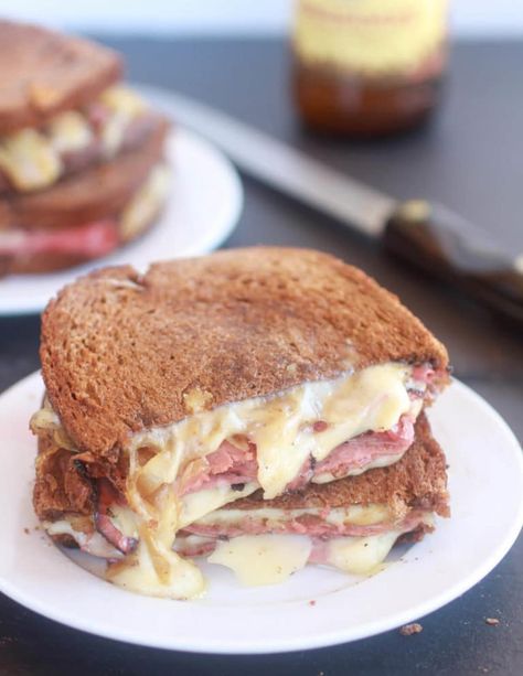 Pastrami and Caramelized Onion Grilled Cheese. - Half Baked Harvest Caramelized Onion Grilled Cheese, Onion Sandwich, Onion Grilled Cheese, Pastrami Sandwich, Corn Beef, Gourmet Sandwiches, Grilled Cheese Sandwiches, Potato Bread, Steak Sandwich