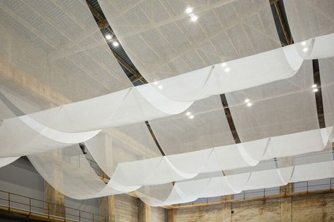 The Canopy Spatial Installation / ETH Zurich | ArchDaily Spatial Installation, Ceiling Fabric, Yoga Room Design, Eth Zurich, Architecture Ceiling, Fabric Ceiling, Roof Ceiling, Ceiling Curtains, Fabric Canopy