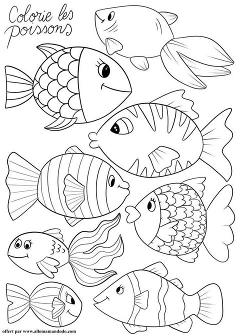 Free Coloring Pages For Kids, Kids Animals, Sea Crafts, Fish Crafts, Preschool Art Activities, Ocean Crafts, Fish Drawings, Preschool Art, Animal Coloring Pages