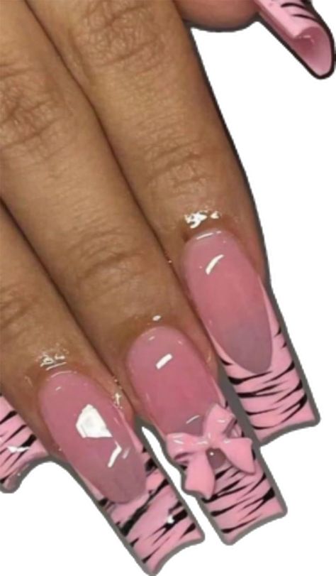 Nails Zebra French, Zebra French Tip, French Tip Acrylics, Fake Nails White, Pink French Nails, French Tip Press On Nails, Zebra Nails, Nails Glossy, French Tip Acrylic Nails