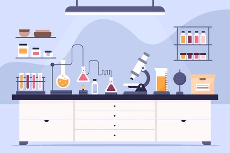 Free Vector | Free vector flat laboratory room with microscope Science Room, College Poster, Laboratory Design, Science Equipment, Bond Paper Design, Science Background, Pixel Art Background, Chemistry Labs, Laboratory Science