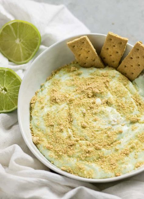 Key Lime Pie Cheesecake Dip - The Salty Marshmallow Graham Cracker Recipes Desserts, Key Lime Dip, Key Lime Pie Cheesecake, Graham Cracker Dessert, Cheesecake Dip Recipe, Cracker Dessert, Best Dip Recipes, Graham Cracker Recipes, Biscuits Graham