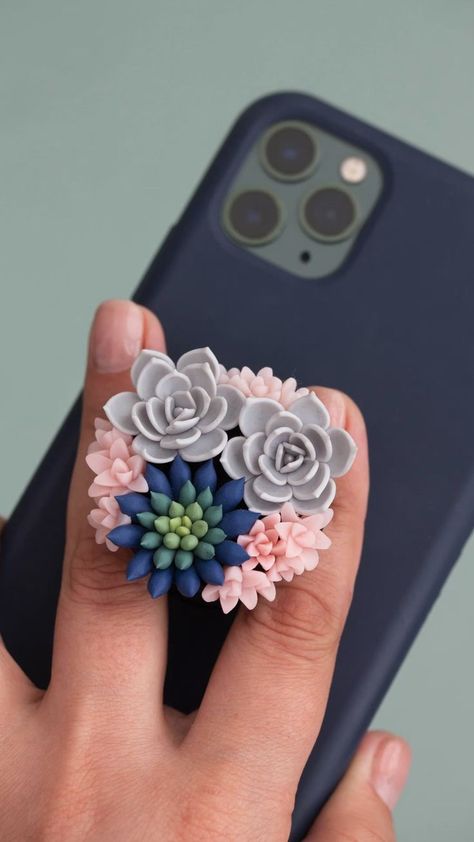 Clay Jewelry Tutorials, Pink Succulents, Rings Clay, Aesthetic Clay, Clay Rings, Rings Diy, Rings Aesthetic, Polymer Clay Jewelry Tutorials, Clay Diy Projects