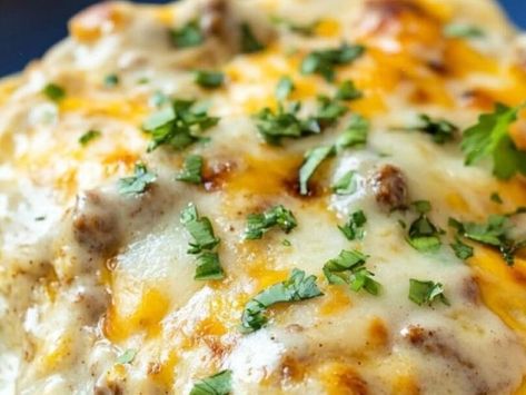 Southern Breakfast Enchiladas With Sausage Gravy, Southern Breakfast Enchiladas With Gravy, Barbecue Ribs Recipe, Dorito Chicken, Southern Breakfast, Breakfast Enchiladas, Tater Tot Breakfast, Gravy Ingredients, Hash Recipe