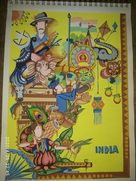 Incredible India Poster Drawing, Swachata Hi Seva Drawing, Pt Usha Images, Utkal Divas Drawing, Independent India Poster, Green India Painting, Best Paintings For Competition, Travel Diaries Drawing For Competition, Atmanirbhar Bharat Poster