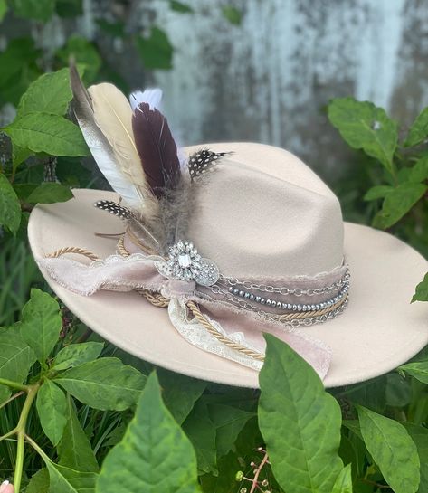 This Cowboy Hats item by WildWillowsByMisty has 17 favorites from Etsy shoppers. Ships from Urbana, MO. Listed on Aug 22, 2024 Custom Cowboy Hats Handmade, Bohemian Flat Brim Hat For Western-themed Events, Cowgirl Hat With Feather, Beige Bohemian Hats For Western-themed Events, Artisan Brimmed Hats For Western-themed Events, Bohemian Felt Hat With Feathers For Western-themed Events, Felt Cowgirl Hat, Hat Cream, Custom Cowboy Hats