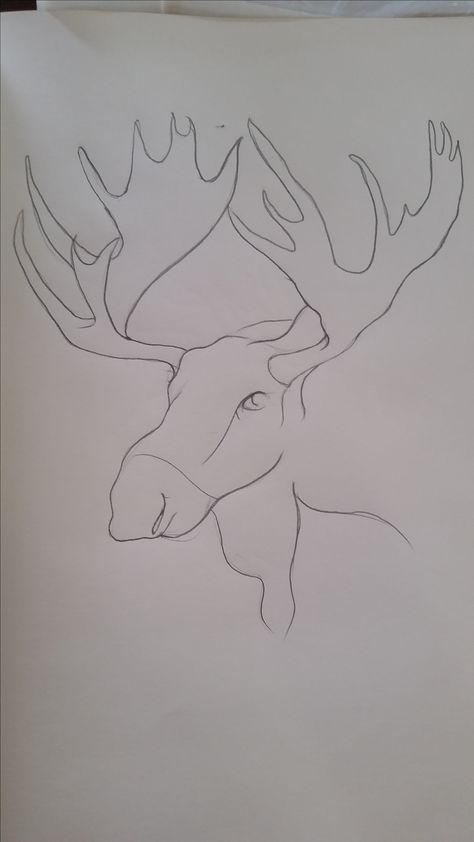 Moose Drawing Simple, Line Sketch, Sketching Techniques, Bead Sewing, S Tattoo, Decor Kitchen, Line Drawing, Elk, Moose