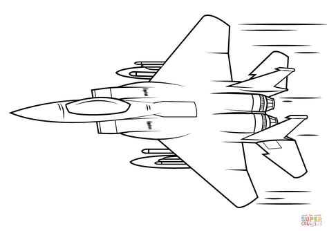 F15 Tattoo, Fighter Planes Art, Plane Drawing, Airplane Coloring Pages, Plane Tattoo, Colouring Pictures, F 15, Airplane Art, Truck Coloring Pages