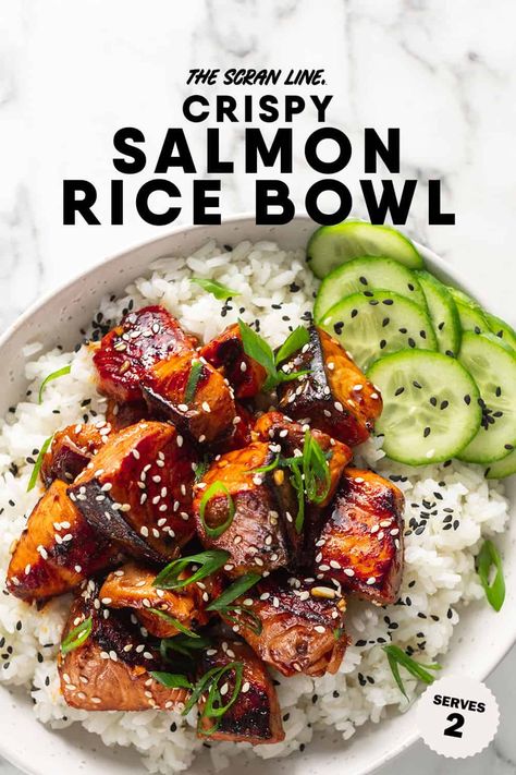 Crispy Salmon Rice Bowl Health Meal Prep, Rice Bowl Recipe, Asian Sauces, Asian Salmon, Bowls Recipes, Crispy Salmon, Mushroom Recipes Healthy, White Rice Recipes, Ginger Salmon