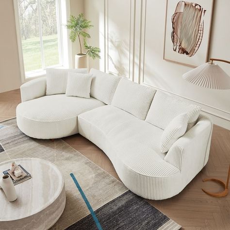 Corduroy Oversized Sectional Sofa, Modern Couch with Chaise, Comfy Sofa Couch - Bed Bath & Beyond - 41701320 Sectional Sofa Modern, Curvy Sofa, Oversized Sectional, Oversized Sectional Sofa, Corduroy Upholstery, Couch With Chaise, Sofa Modern, Modern Sofa Sectional, Modern Couch