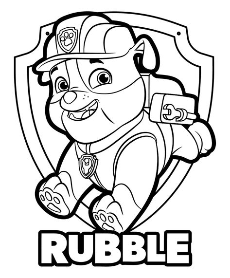 Rubble - Paw Patrol Coloring Pages Kids Colouring Pages, Imprimibles Paw Patrol, Paw Patrol Printables, Paw Patrol Rocky, Paw Patrol Christmas, Ryder Paw Patrol, Paw Patrol Marshall, Rubble Paw Patrol, Kids Colouring