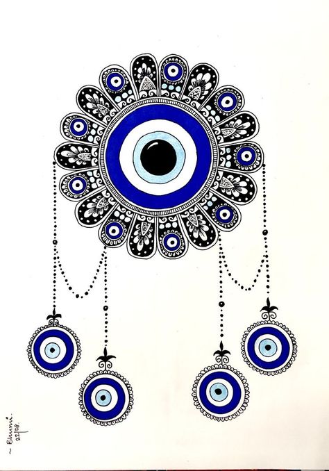 Evil Eye Drawing Easy, Evil Eye Design Tattoo, Evil Eyes Drawings, Evil Eye Drawing Design, Evil Eye Mandala Art, Evil Eye Mandala Tattoo, Evil Eye Art Painting, Eye Mandala Art, Evil Eye Illustration