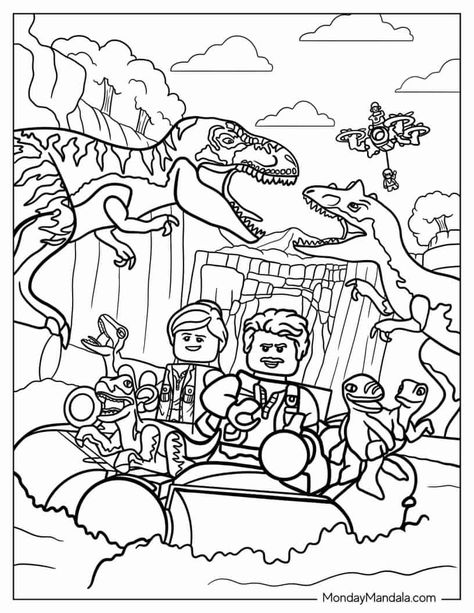 Jurassic Park Coloring Pages, Unicorn Pokemon, Lego Coloring Sheet, Park Coloring Pages, Lego Jurassic World Dinosaurs, Kids Colouring Printables, Animals Disney, Lego Dinosaur, Easter Animals