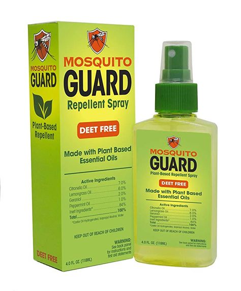 Amazon.com : Mosquito Guard Natural Repellent Spray - Made with Plant Based Essential Oils: Citronella, Geraniol, Lemongrass - 4oz Bottle, Deet Free : Garden & Outdoor Organic Mosquito Repellent, Natural Mosquito Spray, Mosquito Repellent Spray, Bug Repellent Spray, Mosquito Spray, Natural Bug Spray, Insect Repellent Spray, Natural Mosquito Repellant, Natural Repellent