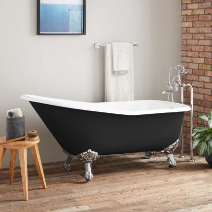 66" Goodwin Cast Iron Clawfoot Tub - Imperial Feet - Black Black Clawfoot Tub, Clawfoot Tub Bathroom, Black Bathtub, Slipper Tubs, Cast Iron Tub, Acrylic Tub, Acrylic Bathtub, Clawfoot Tub, Tub Faucet