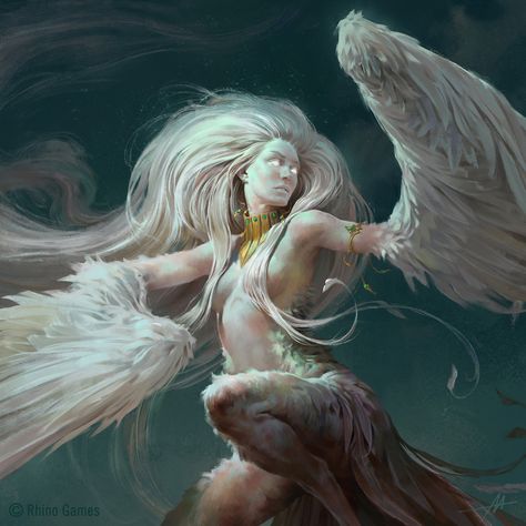 ArtStation - Gamayun, Alexandre Mokhov Humanoid Creatures, Ange Demon, Fantasy Races, Fantasy Monster, Mythological Creatures, Fantasy Warrior, Arte Fantasy, Fantasy Rpg, Creature Art