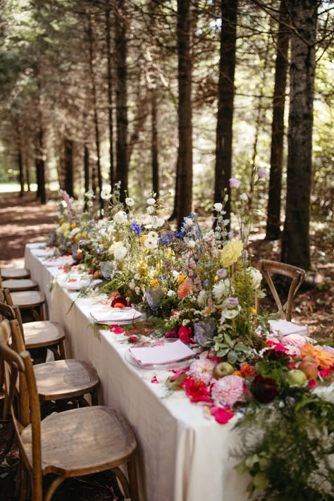 Wild Flower Forest Wedding, Colourful Forest Wedding, Summer Enchanted Forest Wedding, Colorful Woodland Wedding, Forest Summer Wedding, Forest Floral Wedding, Forest Spring Wedding, Mushroom Wedding Theme, Woodland Fairytale Wedding