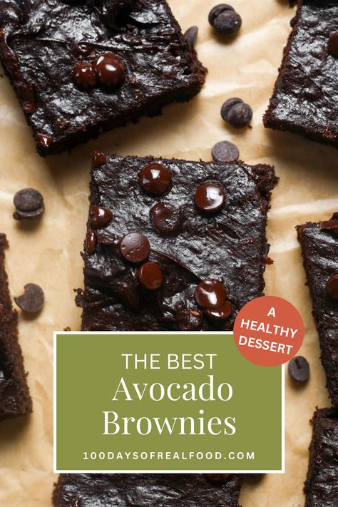 If you are a chocolate lover but want a healthier recipe why not try my Avocado Brownies made with healthy fats from avocado? These avocado brownies are rich, moist, and delicious! An excellent alternative to classic brownies. These Avocado Brownies are lower in sugar and have a good dose of protein plus they are fudgey and delicious. They are also naturally gluten-free and made with real food ingredients and chocolate chips! Paleo Avocado Recipes, Avocado Dessert Recipe, Avocado Brownie Recipes, Flourless Avocado Brownies, Dark Chocolate Avocado Brownies, Paleo Avocado Brownies, Fudgy Avocado Brownies, Gluten Free Avocado Brownies, Best Avocado Brownies