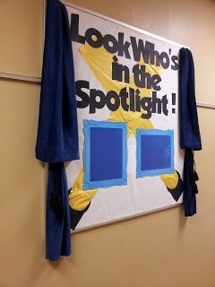 Mrs. Q's Music Blog: Look Who's in the Spotlight Spotlight Bulletin Board, Employee Recognition Board, Employee Appreciation Board, Hollywood Classroom, Music Bulletin Boards, Work Bulletin Boards, Student Of The Week, Student Of The Month, Star Of The Week