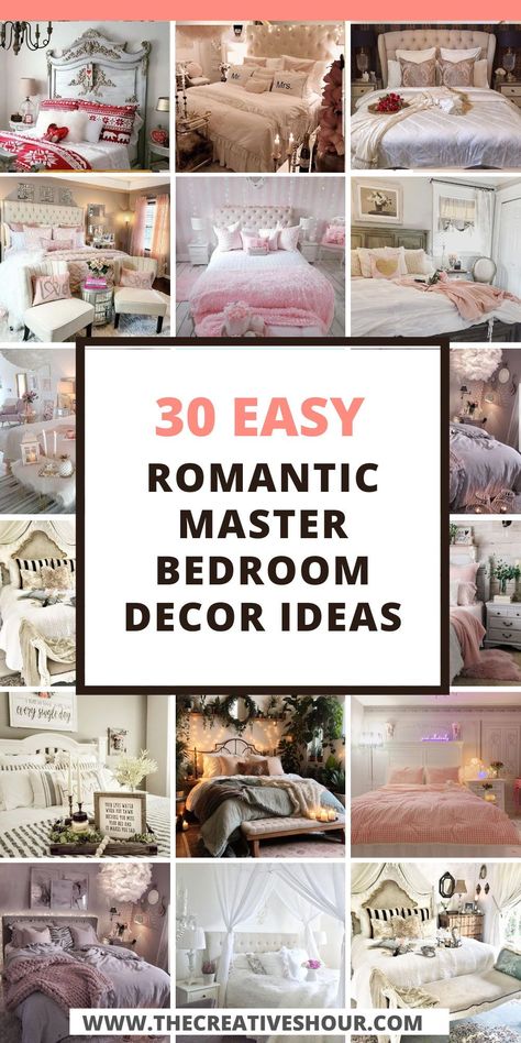 Escape to a world of passion and intimacy within the confines of your own home by exploring the realm of romantic master bedroom decor. In our comprehensive guide, we'll unveil the secrets of traditional design that can infuse your bedroom with an enduring charm. Picture sumptuous canopies, plush bedding, and rich, warm colors that create an enchanting backdrop for your love story. Country Romantic Bedroom, Farmhouse Romantic Bedroom, Diy Romantic Bedroom Ideas, Dreamy Bedrooms Romantic, Cozy Romantic Bedroom Ideas, Feminine Bedroom Romantic, Romantic Country Bedrooms, Bedroom Inspirations Romantic, Romantic Room Ideas