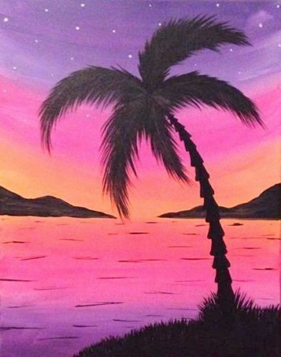 A cute picture Beach Canvas Paintings, Beach Sunset Painting, Sunset Landscape Painting, Sunset Canvas Painting, Easy Landscape Paintings, Mountain Landscape Painting, Simple Canvas Paintings, Cute Canvas Paintings, Landscape Paintings Acrylic