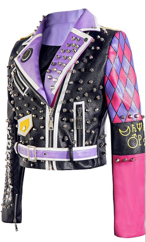 Studded Leather Jacket, Pu Jacket, Purple Jacket, Sailor Mars, Estilo Punk, Punk Outfits, Print Coat, Faux Leather Jacket, Leather Jackets Women