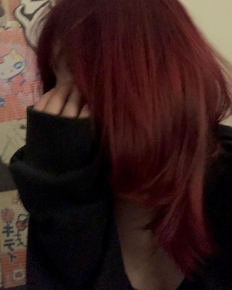 Fake Personality, Irl Pfp, Red Hair Looks, Cherry Red Hair, Korean Hair Color, Hair Color Underneath, Red Hair Inspo, Dark Red Hair, Hair Icon