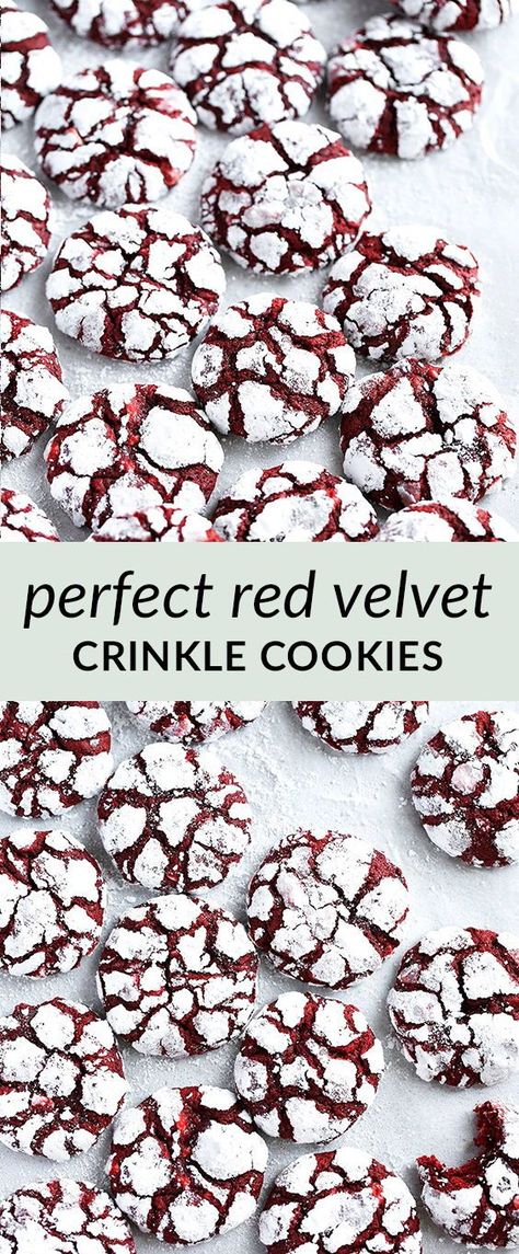 Red Velvet Crinkles, Red Velvet Crinkle Cookies, Crackle Cookies, Easy Cookie Recipe, Crinkle Cookies Recipe, Velvet Cookies, Seasonal Desserts, Cookies Soft, Red Velvet Cookies