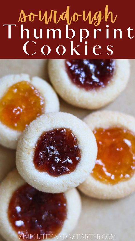 These buttery sugar cookies are rolled in sweet granulated sugar, indented, and then filled with your favorite jam or preserves. Sourdough Thumbprint Cookies are not only simple to make, but they will be a favorite on your cookie tray. Made with sourdough discard for an easy sourdough twist to a classic cookie recipe. Thumbprint Cookie Recipe, Sourdough Cookies, Thumbprint Cookie, Buttery Sugar Cookies, Jelly Cookies, Classic Cookies Recipes, Easy Sourdough, Discard Recipes, Thumbprint Cookies Recipe