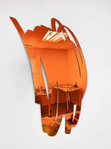 Mirror Sculpture, Deco Orange, Orange Mirror, Acrylic Sculpture, Colored Mirror, Acrylic Decor, Abstract Expressionism Art, Acrylic Mirror, Diy Interior