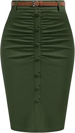 Belle Poque Pencil Skirt for Women 1950s Vintage Skirt with Belt High Waisted Pencil Skirts for Work Skirts For Work, Cargo Skirts, Pencil Skirt Work, Easy Hairstyles For Thick Hair, Skirt Elegant, Dressy Style, Skirt With Belt, High Waisted Pencil Skirt, Work Skirts