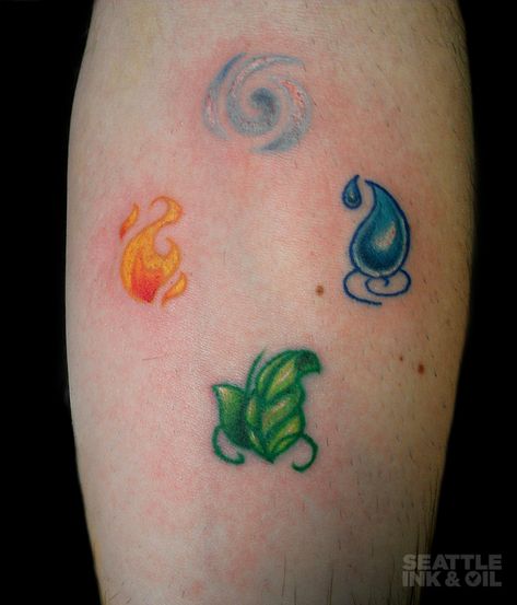 Small Element Tattoos, Four Elements Tattoo Design, The Four Elements Tattoo, Elemental Tattoo Ideas Pixar, 4 Element Tattoo, Elemental Tattoo Ideas, Elements Tattoo Symbols, 4 Elements Tattoo Minimalist, 5 Elements Tattoo