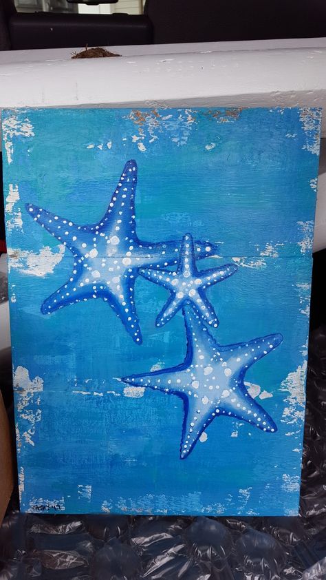 Paint Starfish, Painted Starfish Ideas, How To Paint A Starfish, Star Fish Painting Acrylic, Sea Star Painting, Starfish Art Painting, Starfish Painting Easy, Painted Starfish, Starfish Painting Acrylic