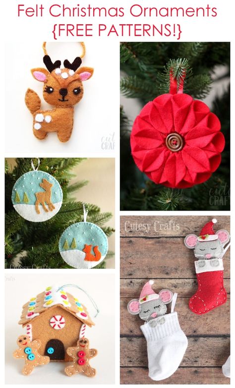 Free Felt Christmas Ornament Patterns Felt Christmas Ornaments Patterns Free, Felt Pins, Free Christmas Crafts, Pretty Christmas Ornaments, Felt Ornaments Diy, Embroidered Christmas Ornaments, Christmas Ornament Template, Diy Felt Christmas Ornaments, Felt Ornaments Patterns