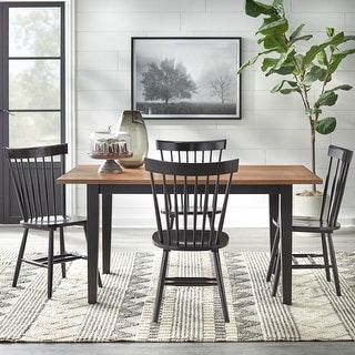 Rectangle Dining Room Table, Farmhouse Dining Set, Windsor Chairs, Farmhouse Style Table, Driftwood Finish, Laminated Mdf, Solid Wood Dining Set, 7 Piece Dining Set, 5 Piece Dining Set