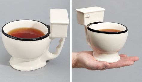 Toilet Mug -- Drink Like Your Dog. I don't think I could do it, but it's funny. Drinking Vessels, It's Funny, Ceramic Cups, Egg Cup, Buzzfeed, A Dream, Funny Stuff, Coffee Shop, Tea Cups