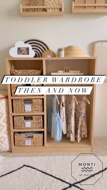 Kallax Wardrobe Hack Montessori, Montessori Toddler Wardrobe Ikea, Diy Montessori Dresser, Montessori Closet Toddler Ikea, Montessori Closet Diy, Toddler Bedroom Clothes Storage, Diy Montessori Wardrobe Ikea, Ikea Toddler Wardrobe Hack, Ikea Toddler Closet