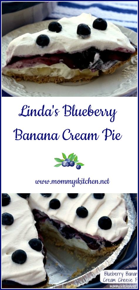 Blueberry Banana Cream Pie, Blueberry Banana Pie Recipe, Blueberry Banana Pie, Banana Pie Recipe, Easy Cream Pie, Blueberry Cream Pies, Banana Cream Pie Recipe, Banana Pie, Baked Dessert