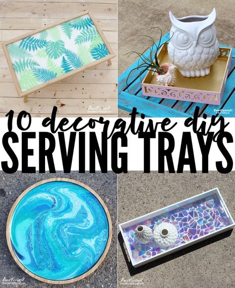 Decorating Trays Ideas, Diy Tray Ideas, Painted Trays Ideas, Bed Trays, Decor Upcycle, Painted Serving Trays, Diy Serving Tray, Upcycle Plastic, Upcycle Diy