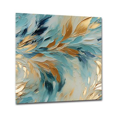 Enhance your space with our exquisite Glam acrylic wall art. This Gold acrylic wall decor features vibrant colors and stunning detail, offering a modern touch to any room. Each piece of acrylic panel becomes a focal point, reflecting light beautifully. Perfect for home or office, this Marble acrylic wall art is easy to hang and durable. Transform your walls with our captivating large acrylic wall art today! Design Art Size: 16" H x 16" W | Design Art Gold & Blue Frosty Drift Experienc - Abstract Wall Art For Kitchen, Art For Kitchen, Acrylic Wall Decor, W Design, Reflecting Light, Wall Paint Designs, Plaster Art, Art Gold, Gold And Blue