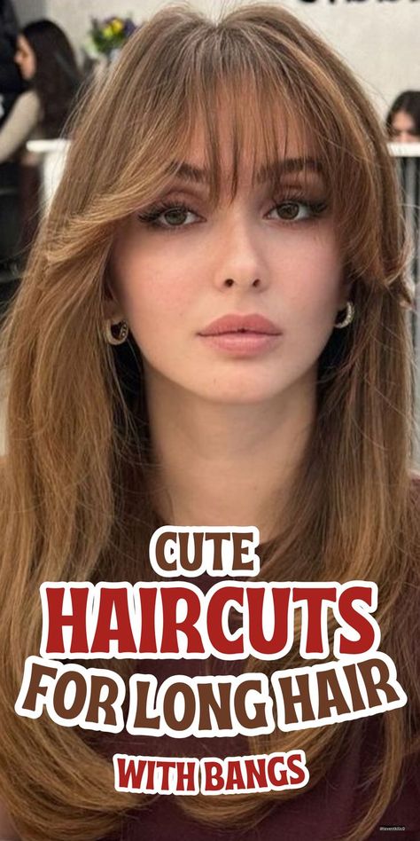 Cute Haircuts for Long Hair Cute Haircuts For Long Hair, Haircuts For Long Hair Straight, Haircuts For Long Hair With Bangs, Style Bangs, Bangs Haircut, High Forehead, Haircuts For Long Hair With Layers, Face Framing Bangs, Cute Haircuts