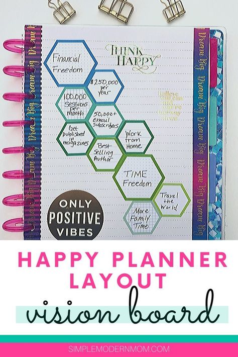 Happy Planner Inspiration, Vision Board Layout, Inspiration Vision Board, Create 365 Happy Planner, Board Layout, Planning Life, Travelers Journal, Happy Planner Printables, Vision Board Planner