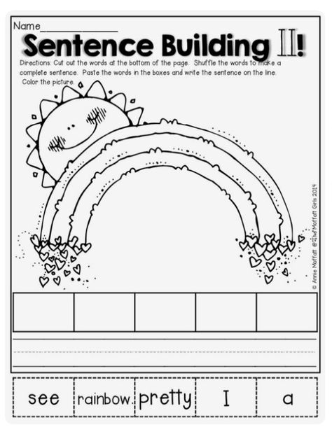 Sentence Building Worksheets Kindergarten, Sentence Building Worksheets, Building Sentences, Sentence Building, Worksheet For Kids, Worksheets For Kindergarten, Kindergarten Ela, The Sentence, Simple Sentences