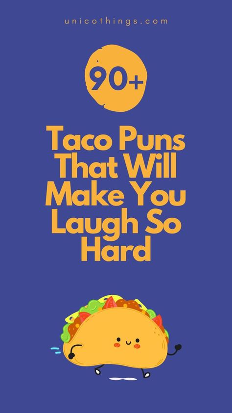 Spice up your day with a side of laughter with these funny taco puns that will add a zestful twist to everyone's favourite Mexican delight. Taco Puns, Mexican Words, Witty Comebacks, Double Entendre, Taco Humor, Mexican Humor, Funny Puns, Laughing So Hard, Spice Up