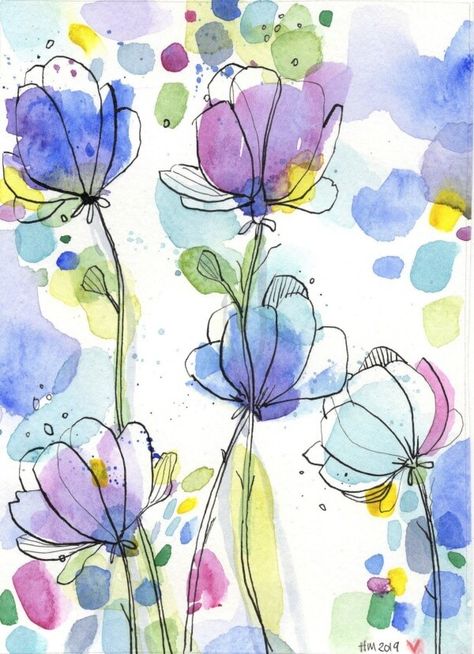 60 Easy Watercolor Painting Ideas For Beginners - Artistic Haven Ako Kresliť, Wildflower Paintings, Floral Watercolor Paintings, Watercolor Paintings For Beginners, Soyut Sanat Tabloları, Watercolor Paintings Easy, Watercolor Flower Art, 수채화 그림, Abstract Watercolor Painting