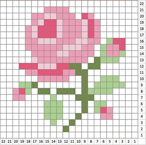 Crochet Flower Graph, C2c Crochet Chart, Crochet Graph Patterns Free Charts, Pixel Crochet Pattern Charts, Crochet Lily, Cross Stitch Flower, C2c Crochet Pattern, Crochet Roses, Crochet Graphs