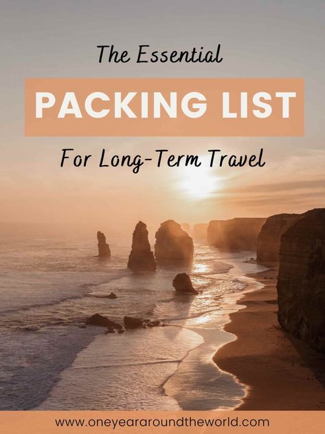 Packing For Long Term Travel, Year Long Travel Packing, Month Long Packing List, Long Term Travel Packing, Packing Aesthetic, Business Trip Packing List, Essential Packing List, Travel Packing Essentials, International Travel Essentials