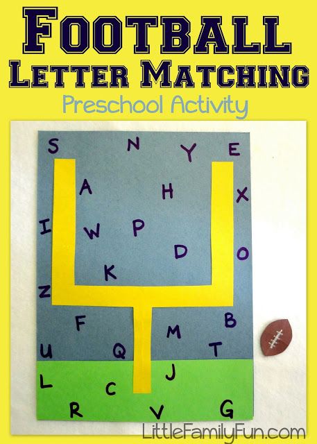 Touchdown ABC's Letter Matching Preschool, Super Bowl Activities, Sports Theme Classroom, Letter Games, Abc Activities, Activities For Boys, Preschool Literacy, Football Themes, Letter Matching